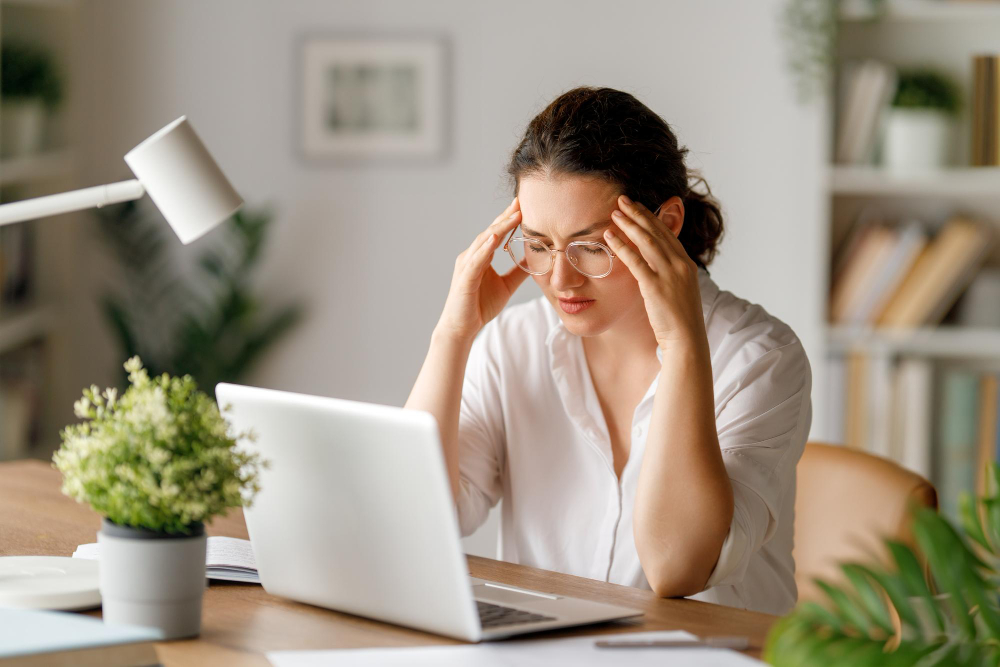 mujer con estrés y ansiedad
