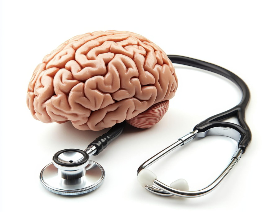 Imagen de un cerebro con un estetoscopio